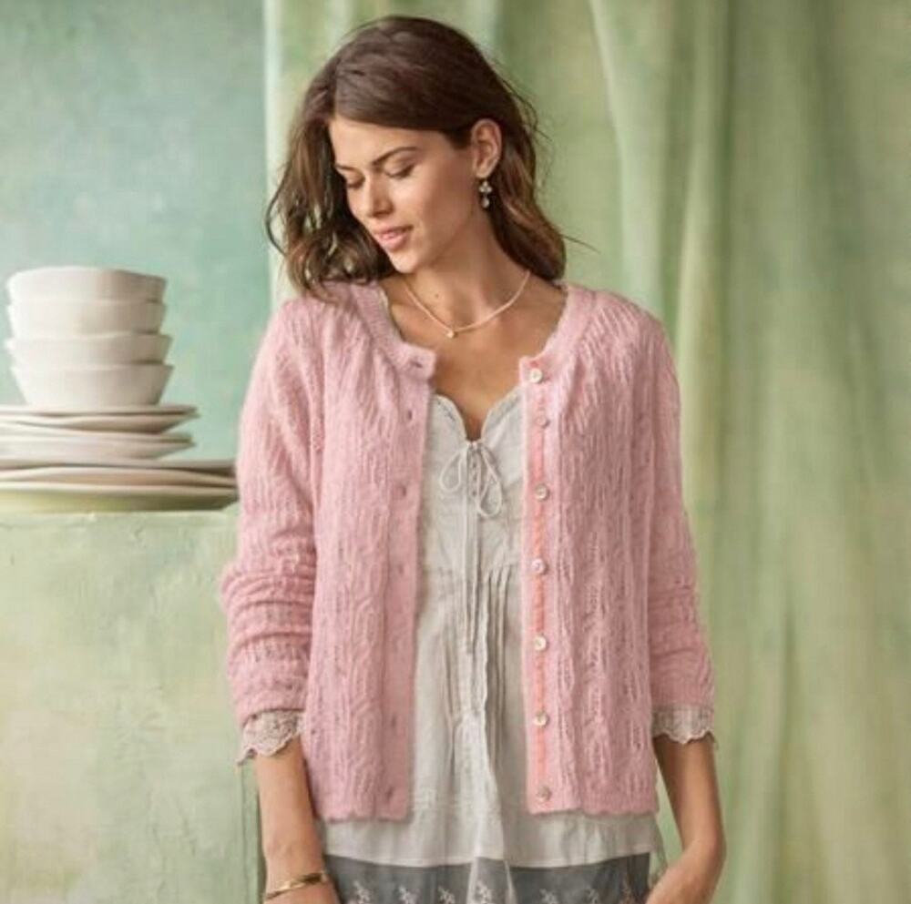 Sundance Pink Mohair Lambswool La Rosa Cardigan Sweater Size Medium Soft Girl